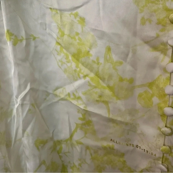 All Saints Demi Marama Dress in Citrus Yellow Short Puff Sleeve V-Neck Sz 8 NWT - Picture 3 of 9